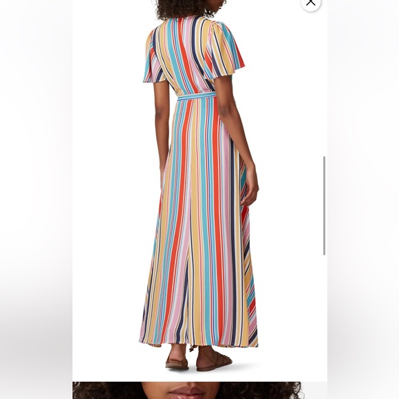 Louna Wrap Dress Striped Size Medium Low Cut SO CUTE New Without Tags Maxi Flowy - Picture 3 of 9